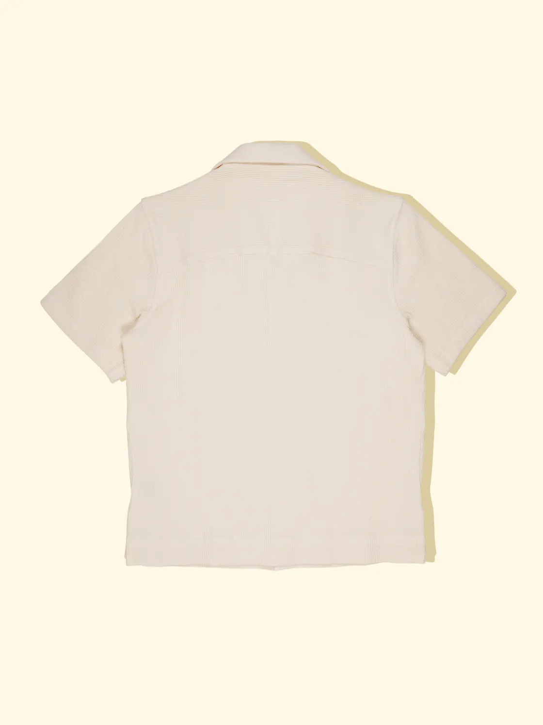 Outlet The Anthology Cuban Camp Collar Shirt - Cream Waffle