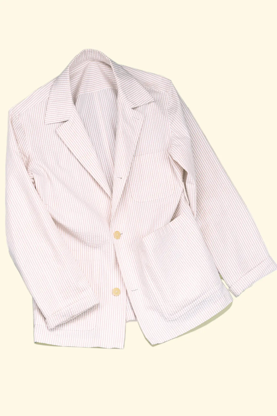 Clearance The Anthology Lazyman Jacket - White/Tan Seersucker