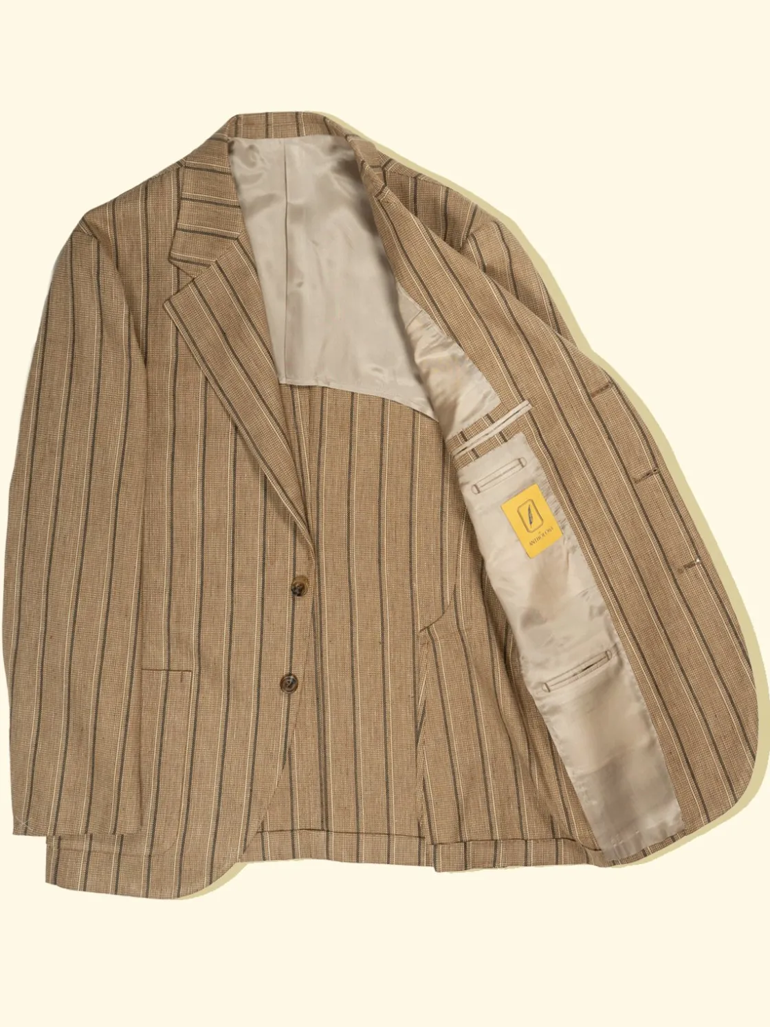 Best The Anthology Linen/Cotton Blazer - Dark Beige/Ink Boating Stripes