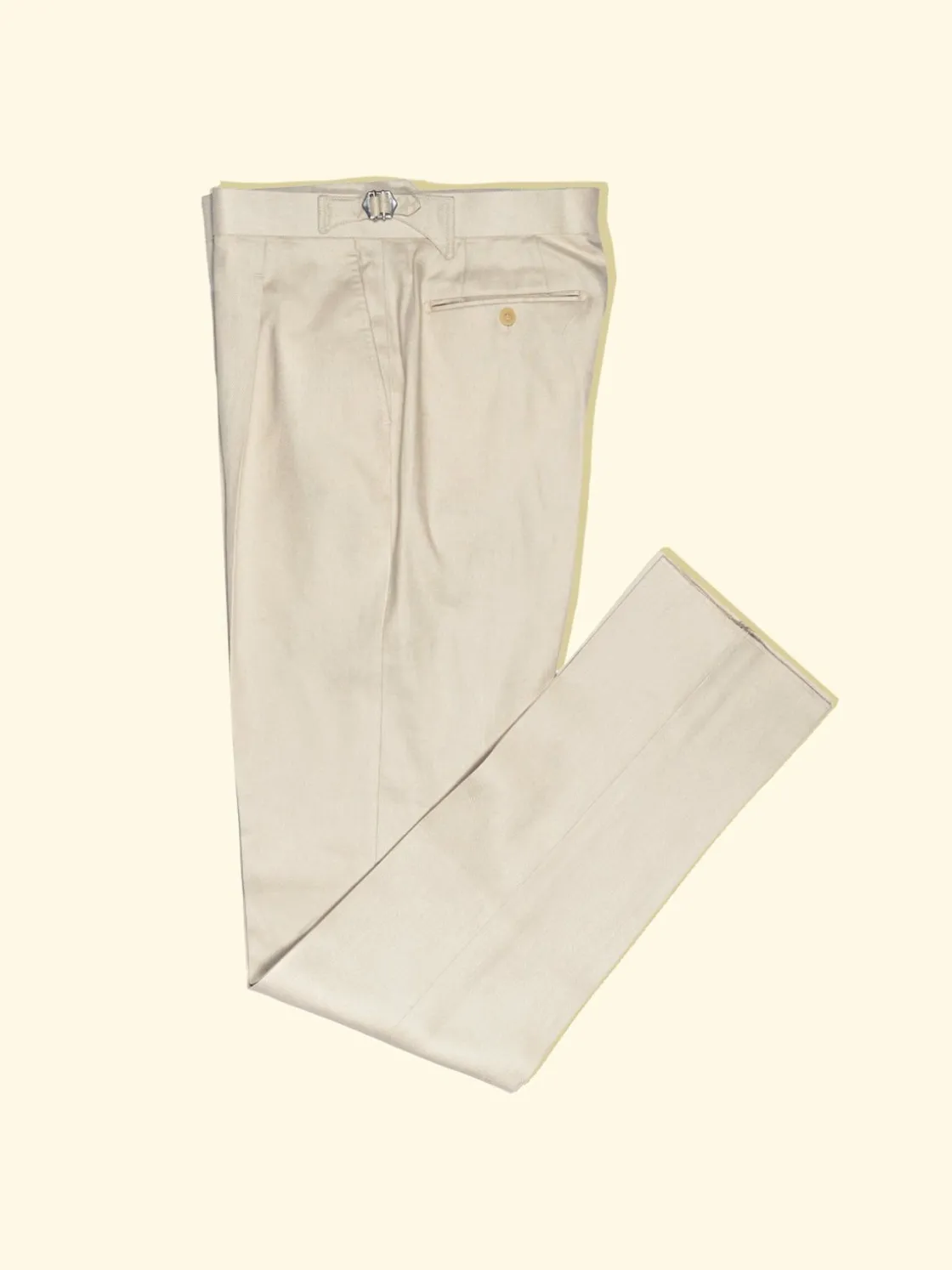 Best The Anthology Linen/Cotton Twill Pleated Trousers - Cream