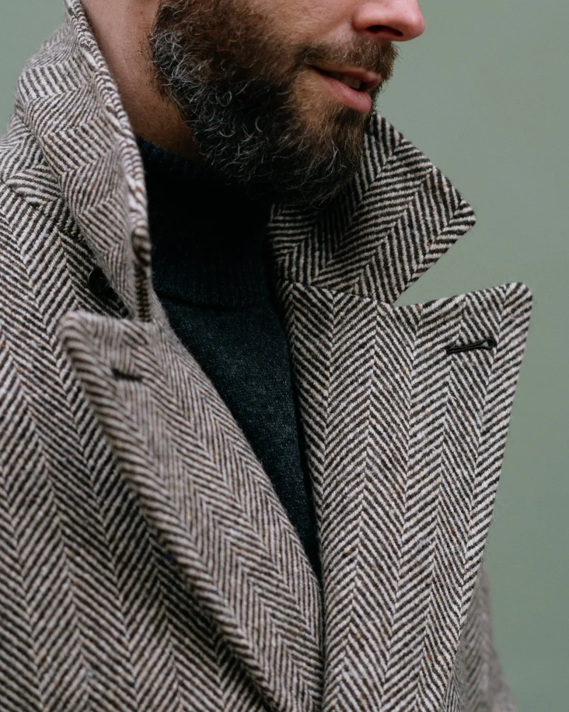 New The Anthology x Permanent Style Polo Coat - Herringbone Donegal Tweed
